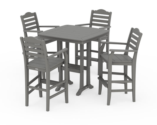 POLYWOOD Savannah 5-Piece Bar Set with Trestle Legs — Slate Grey