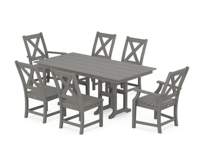 POLYWOOD Braxton 7-Piece Farmhouse Dining Set — Slate Grey