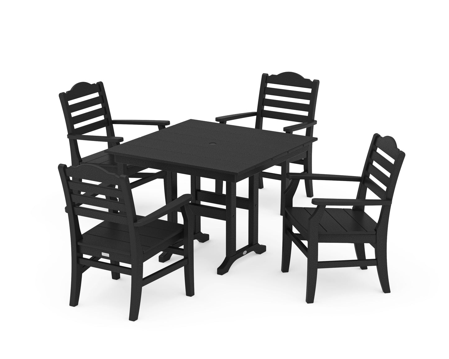 POLYWOOD Savannah 5-Piece Farmhouse Dining Set — Black