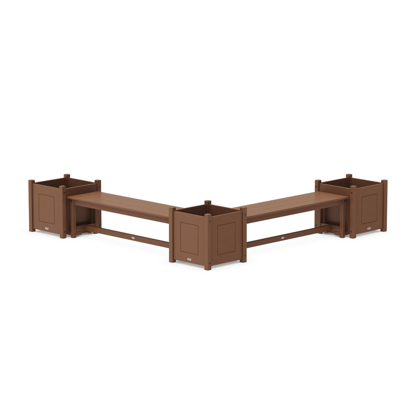 POLYWOOD 60" Country Living L- Shaped Planter Bench Corner Set - Large — Teak