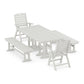 POLYWOOD Nautical Highback 5-Piece Farmhouse Dining Set with Benches — Vintage White