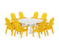 POLYWOOD Vineyard Curveback Adirondack 9-Piece Square Farmhouse Dining Set with Trestle Legs — Lemon / White