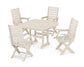 POLYWOOD Captain Folding Chair 5-Piece Dining Set with Trestle Legs — Sand