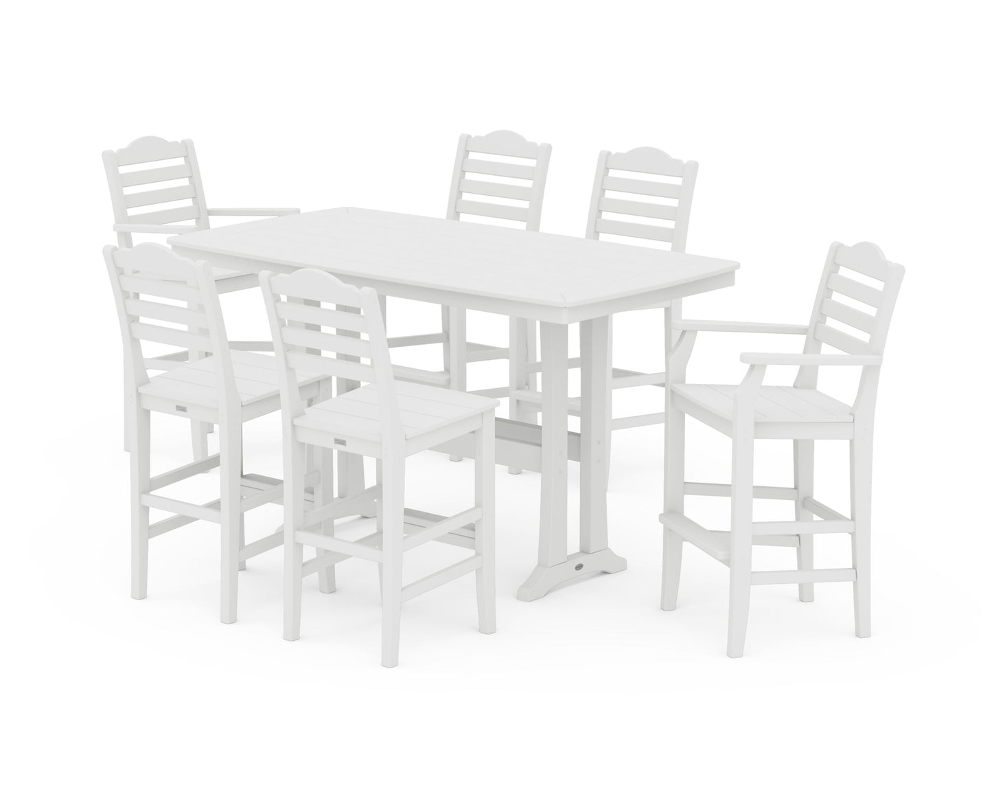 POLYWOOD Savannah 7-Piece Bar Set with Trestle Legs — White