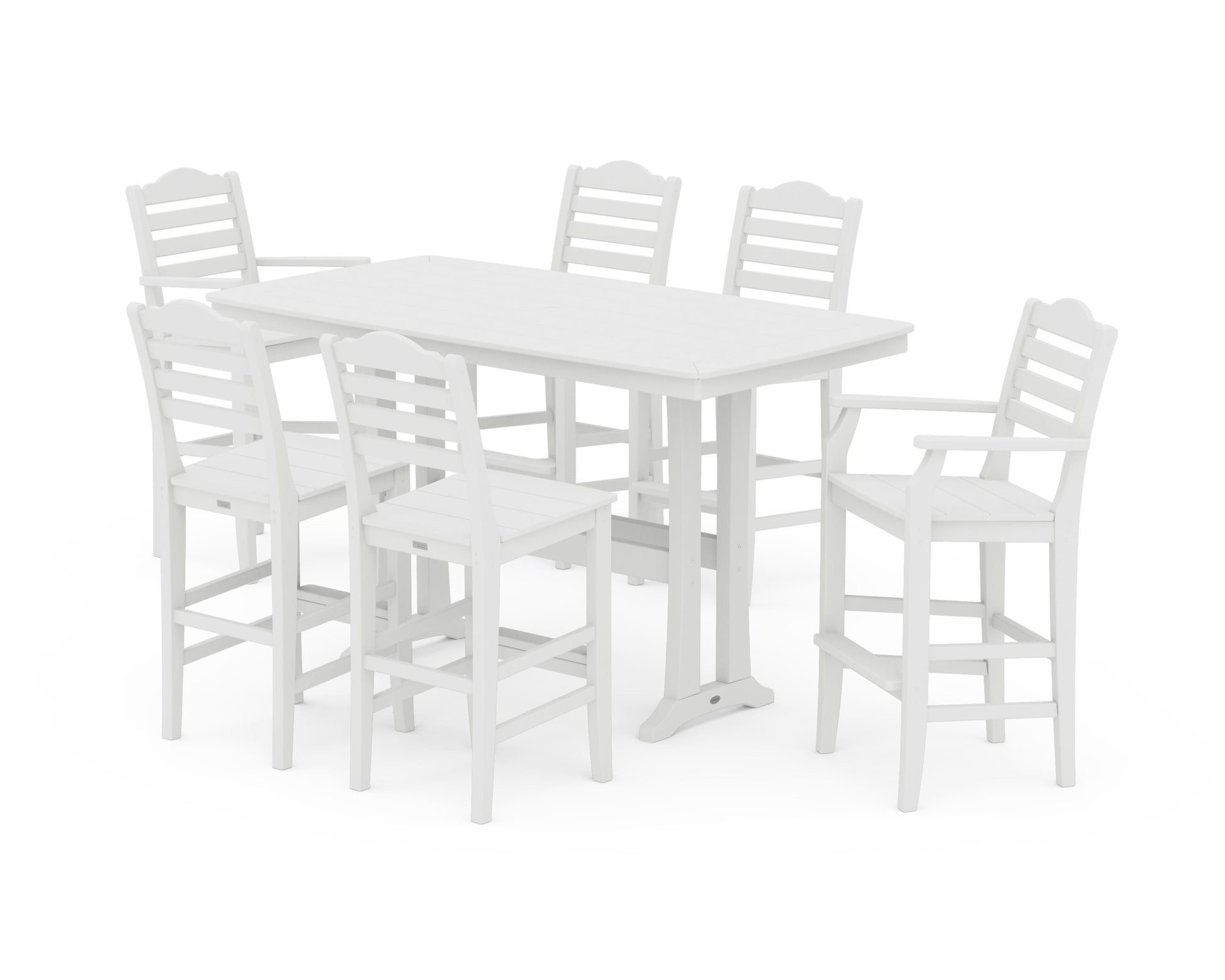 POLYWOOD Savannah 7-Piece Bar Set with Trestle Legs — White
