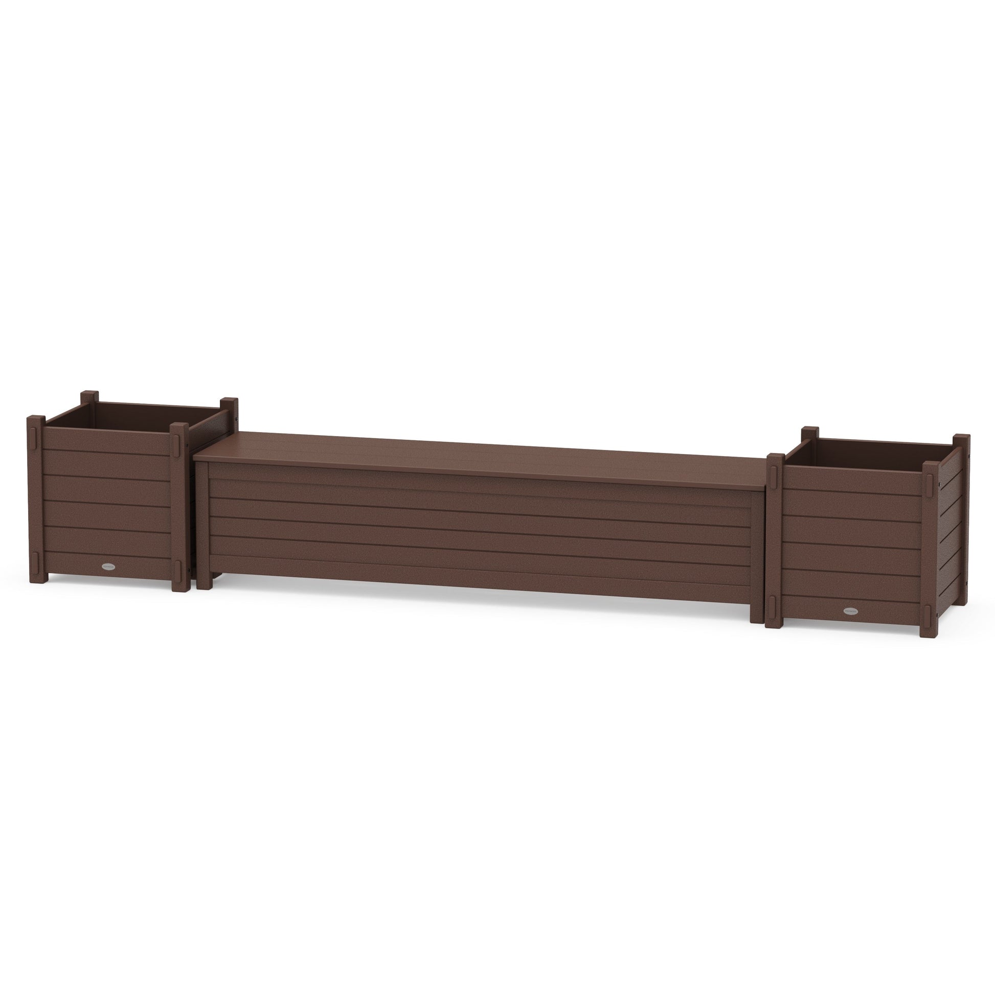 POLYWOOD 72" Nautical Straight Planter Storage Bench Set- Large — Mahogany