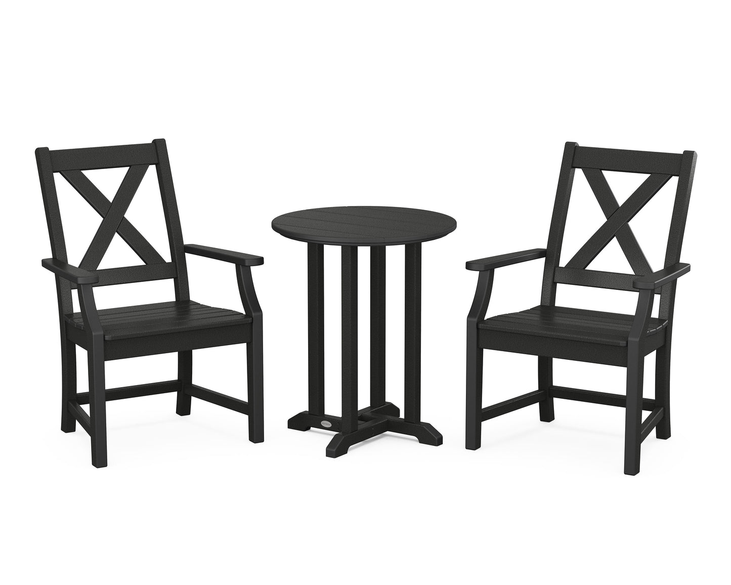 POLYWOOD Braxton 3-Piece Round Bistro Dining Set — Black