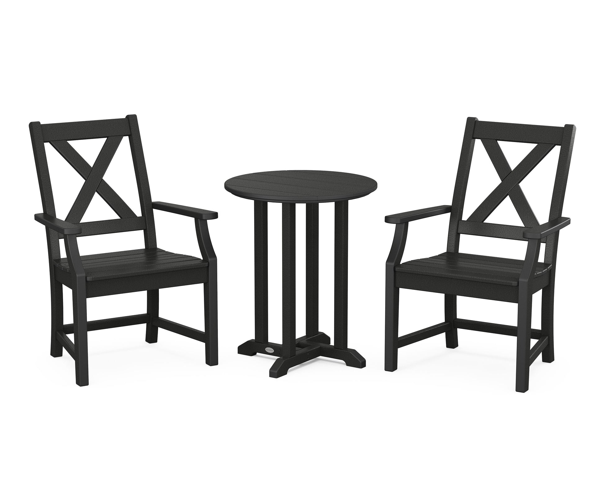 POLYWOOD Braxton 3-Piece Round Bistro Dining Set — Black