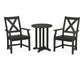 POLYWOOD Braxton 3-Piece Round Bistro Dining Set — Black