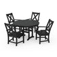 POLYWOOD Braxton 5-Piece Round Farmhouse Dining Set — Black