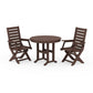 POLYWOOD Captain Folding Chair 3-Piece Round Dining Set — Mahogany