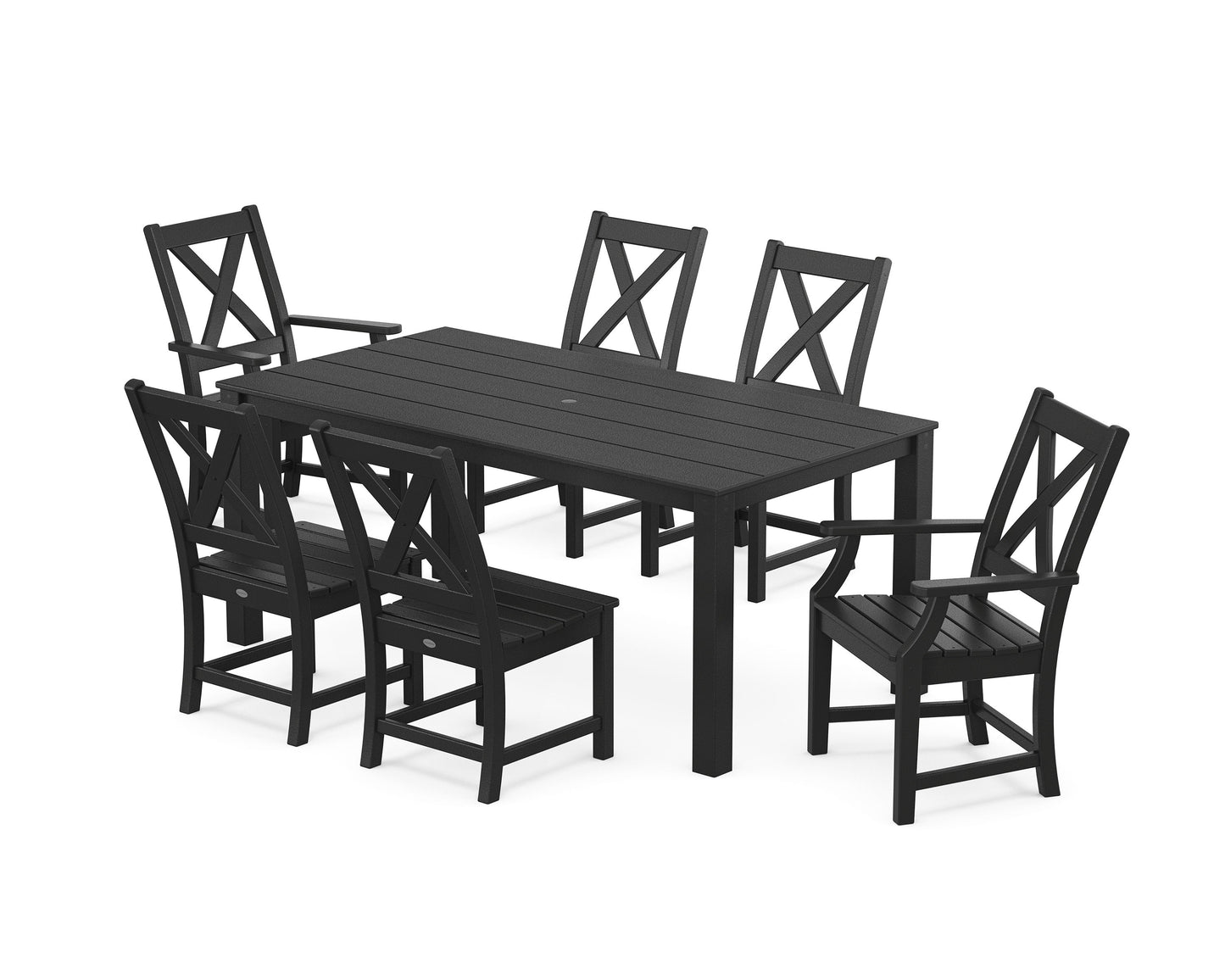 POLYWOOD Braxton 7-Piece Parsons Dining Set — Black