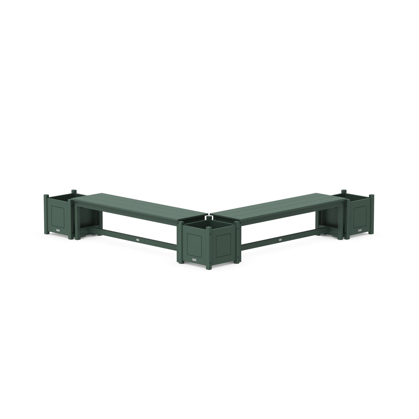 POLYWOOD 60" Country Living L- Shaped Planter Bench Corner Set — Green