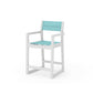 POLYWOOD EDGE Sling Counter Arm Chair — Vintage White / Dupioni Aquamarine Sling