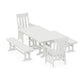 POLYWOOD Acadia 5-Piece Farmhouse Dining Set with Benches — Vintage White