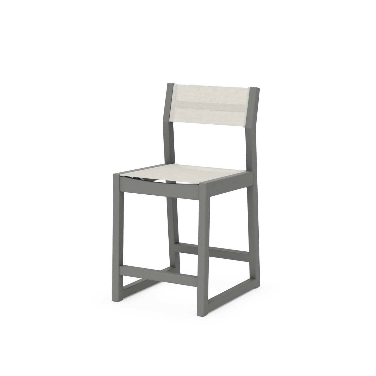 POLYWOOD EDGE Sling Counter Side Chair — Slate Grey / Parchment Sling