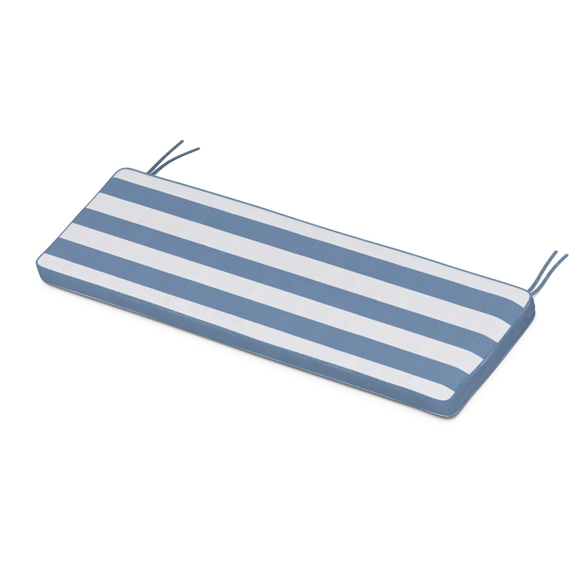 POLYWOOD Chinoiserie Bench Seat Cushion — Cabana Stripe Sky Blue