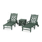 POLYWOOD Chinoiserie 3-Piece Chaise Set — Green