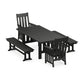 POLYWOOD Acadia 5-Piece Dining Set with Benches — Black