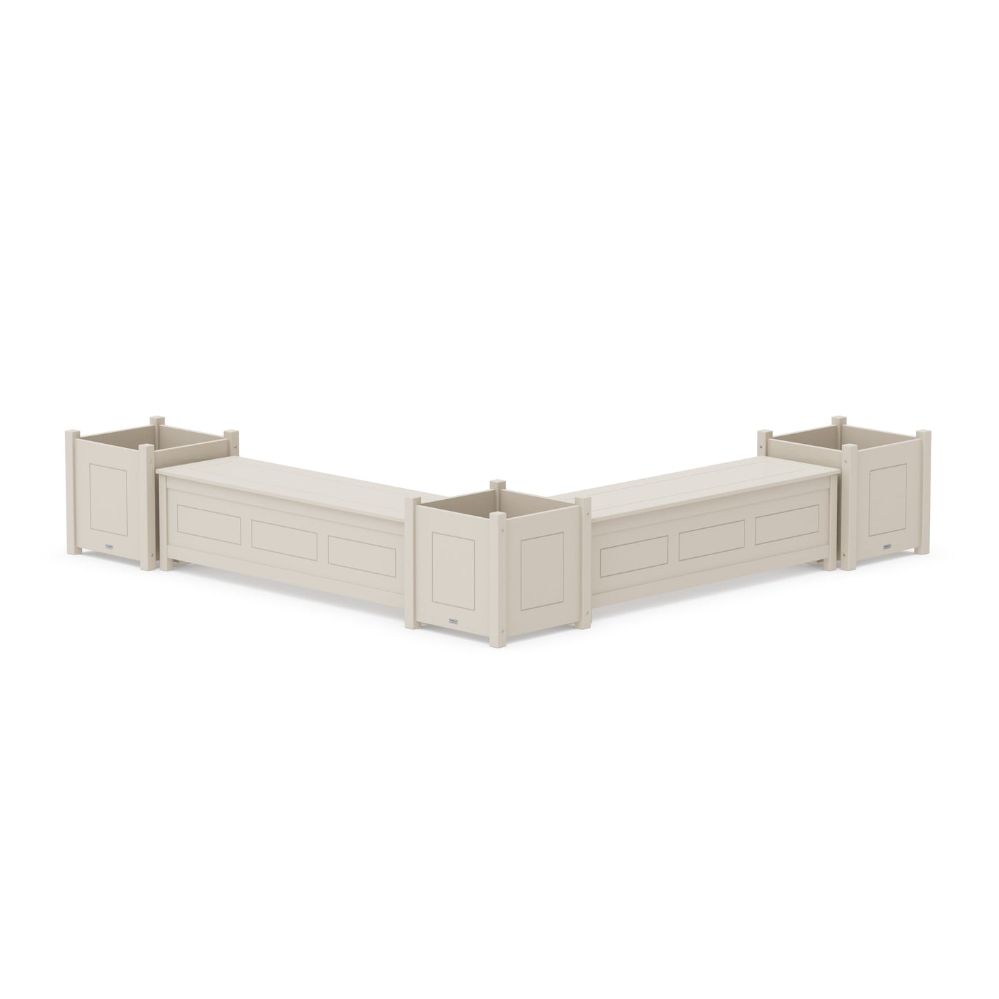 POLYWOOD 60" Country Living L- Shaped Planter Storage Bench Corner Set- Large — Sand