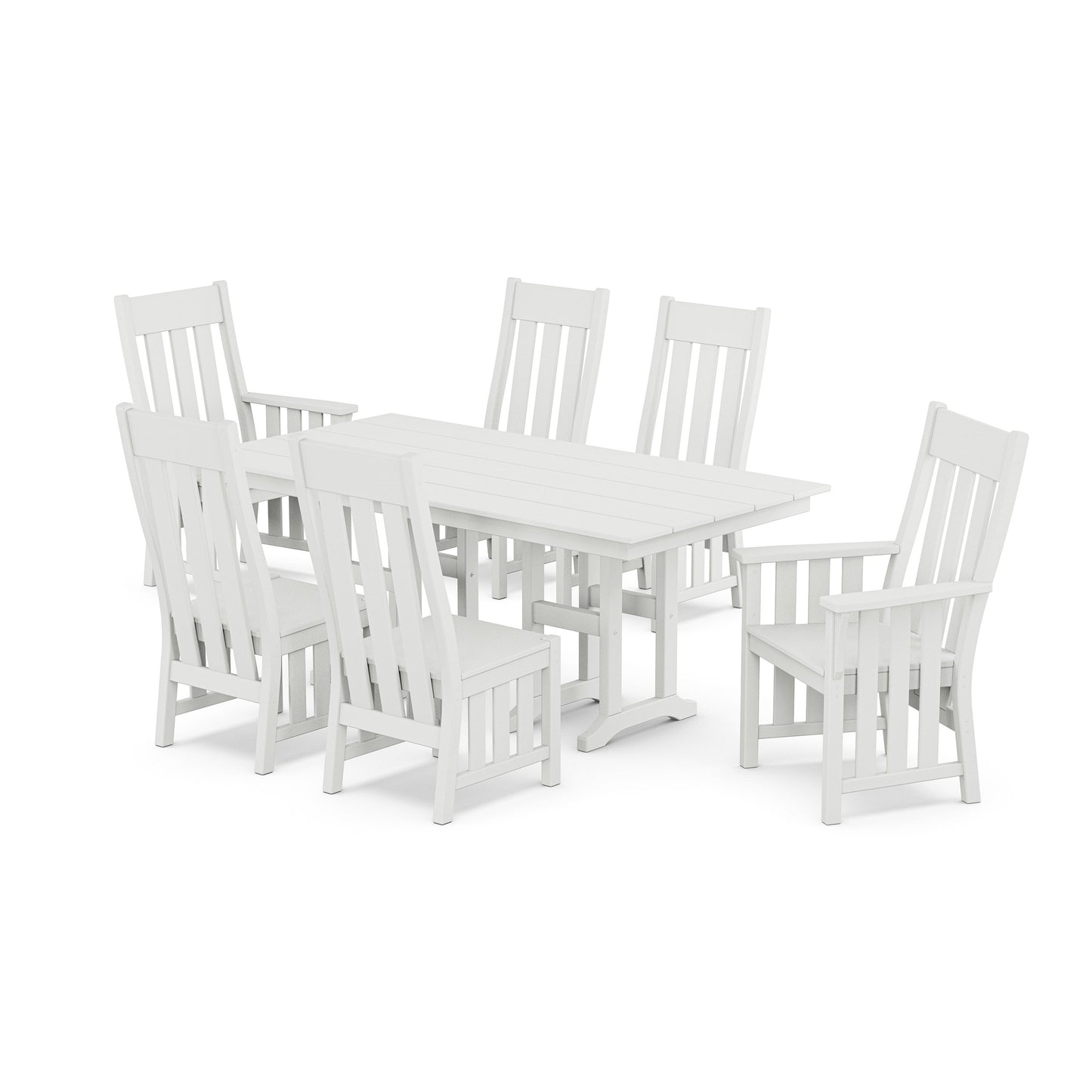 POLYWOOD Acadia 7-Piece Farmhouse Dining Set — White
