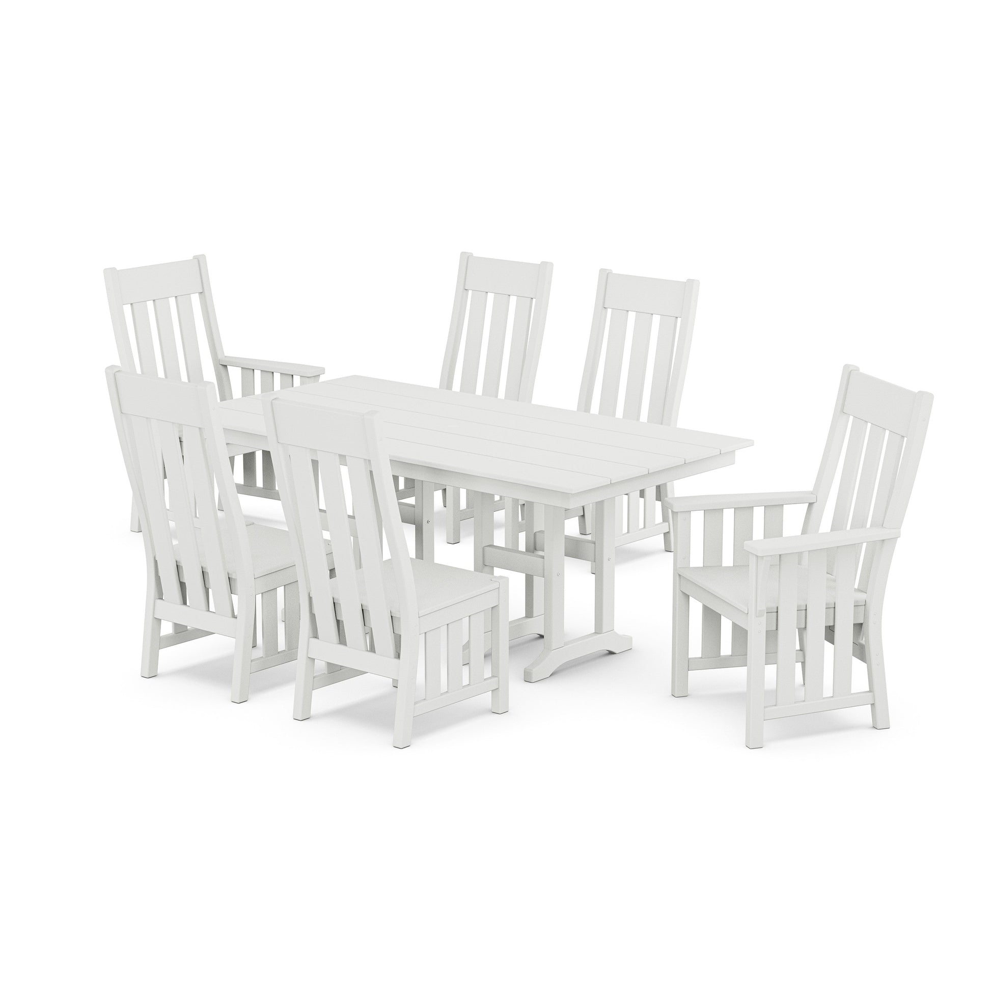 POLYWOOD Acadia 7-Piece Farmhouse Dining Set — White