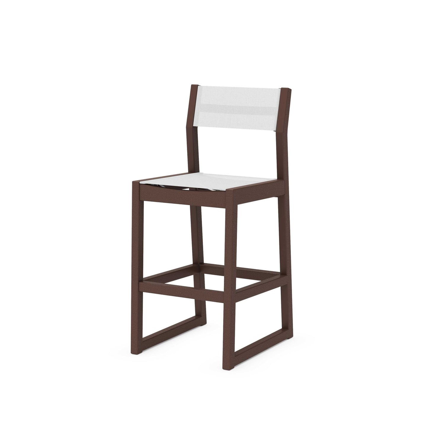 POLYWOOD EDGE Sling Bar Side Chair — Mahogany / White Sling