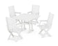 POLYWOOD Captain Folding Chair 5-Piece Farmhouse Dining Set With Trestle Legs — White