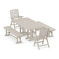 POLYWOOD Nautical Highback 5-Piece Farmhouse Dining Set with Benches — Sand