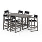POLYWOOD EDGE Sling 7-Piece Bar Table Set — Driftwood / Black Sling