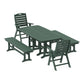 POLYWOOD Nautical Highback 5-Piece Dining Set with Benches — Green