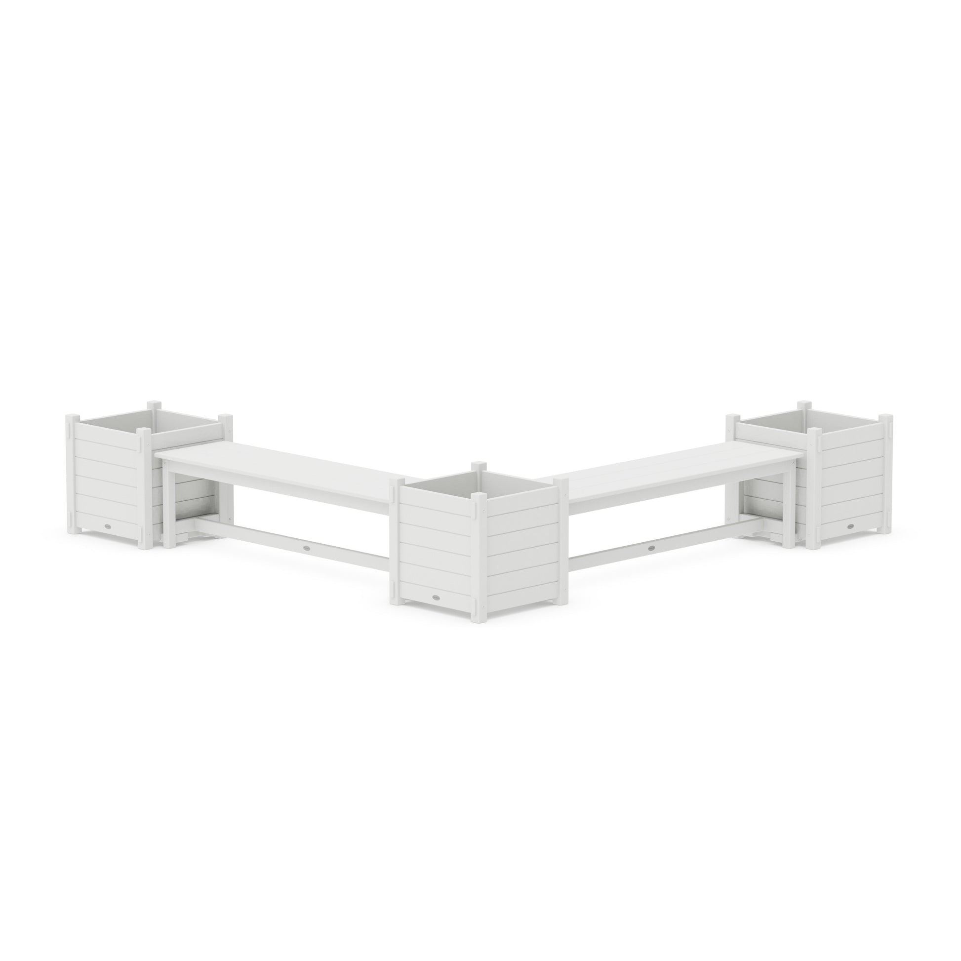 POLYWOOD 60" Nautical L- Shaped Planter Bench Corner Set - Large — White