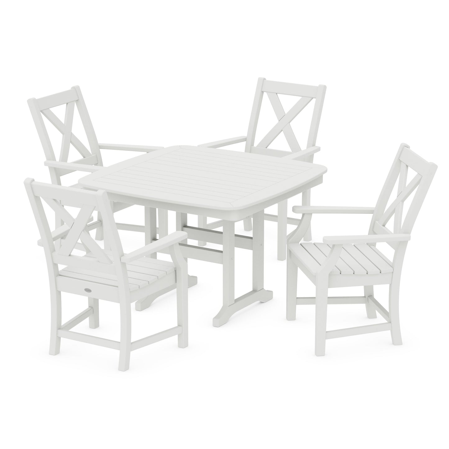 POLYWOOD Braxton 5-Piece Dining Set with Trestle Legs — Vintage White