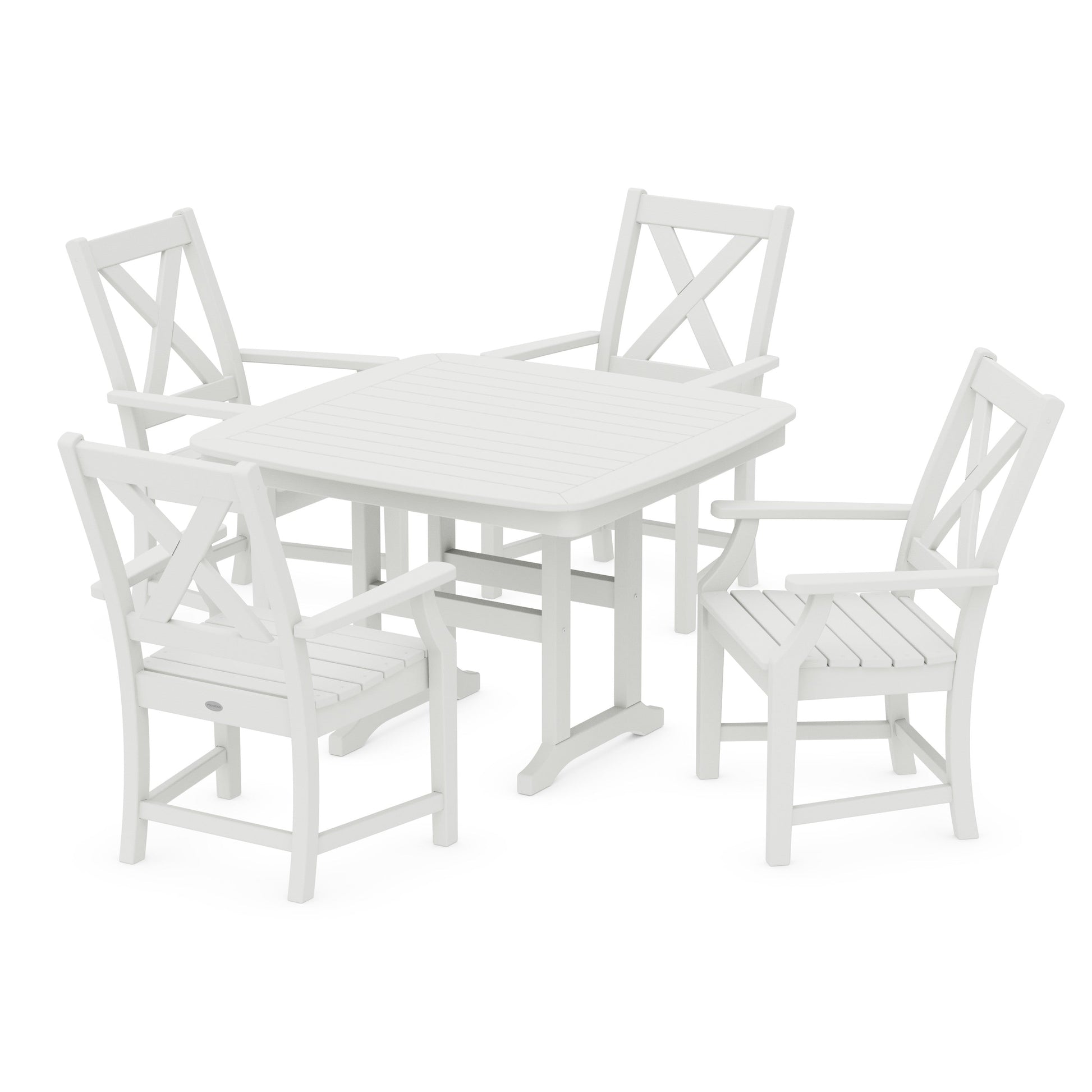 POLYWOOD Braxton 5-Piece Dining Set with Trestle Legs — Vintage White