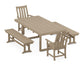 POLYWOOD Vineyard 5-Piece Dining Set with Benches — Vintage Sahara