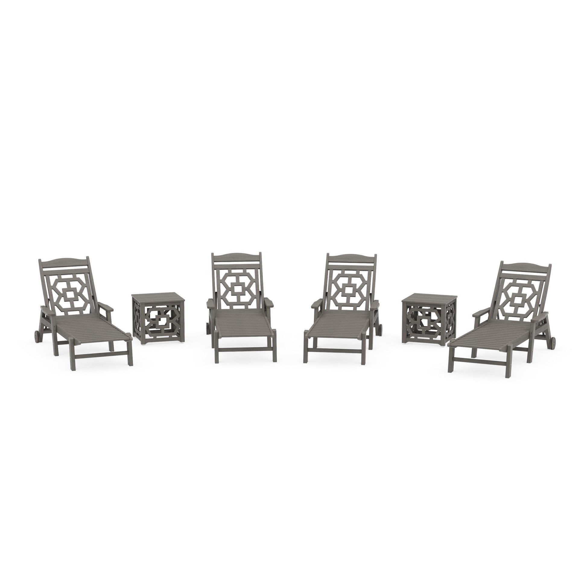 POLYWOOD Chinoiserie 6-Piece Chaise Set — Driftwood