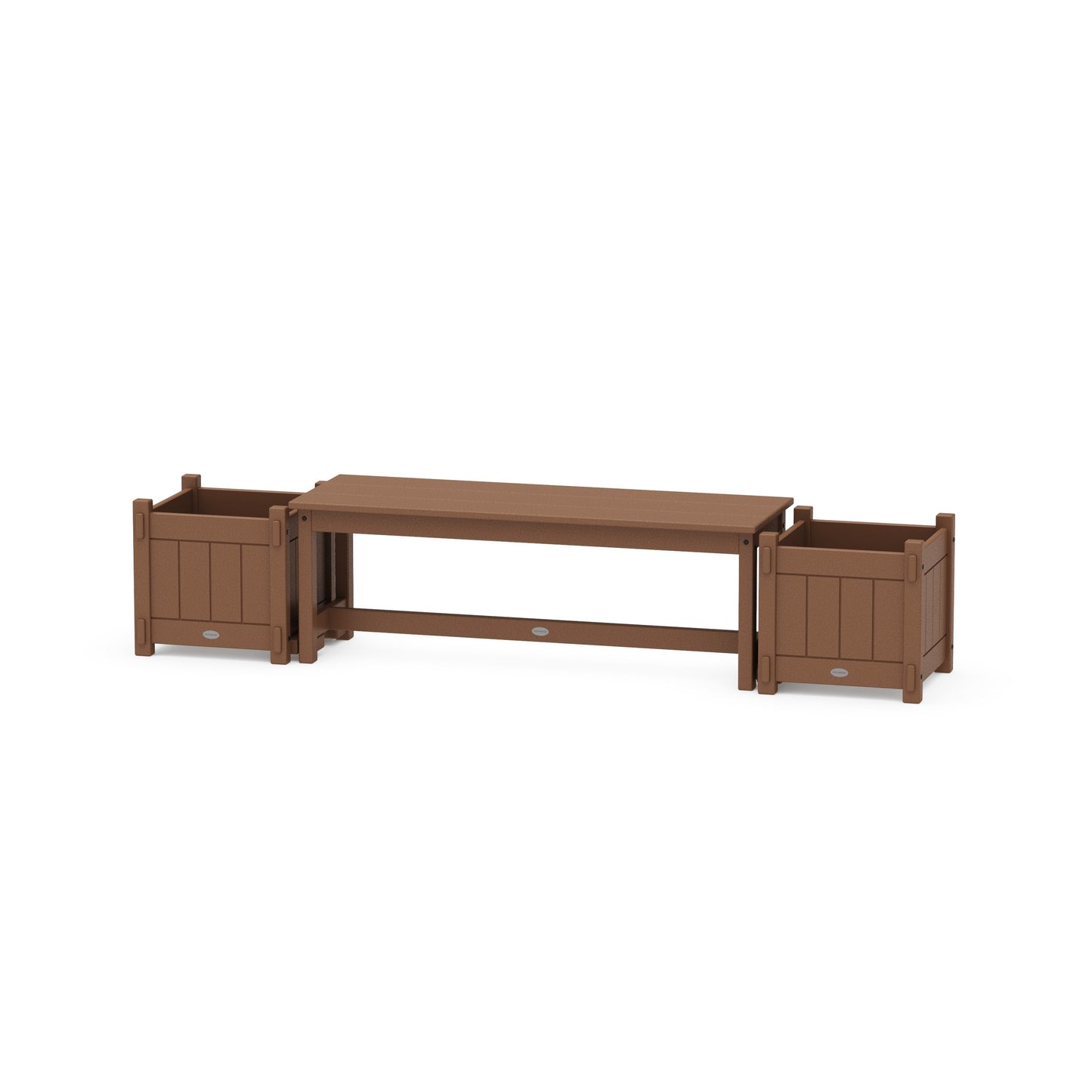 POLYWOOD 48" Vineyard Straight Planter Bench Set — Teak