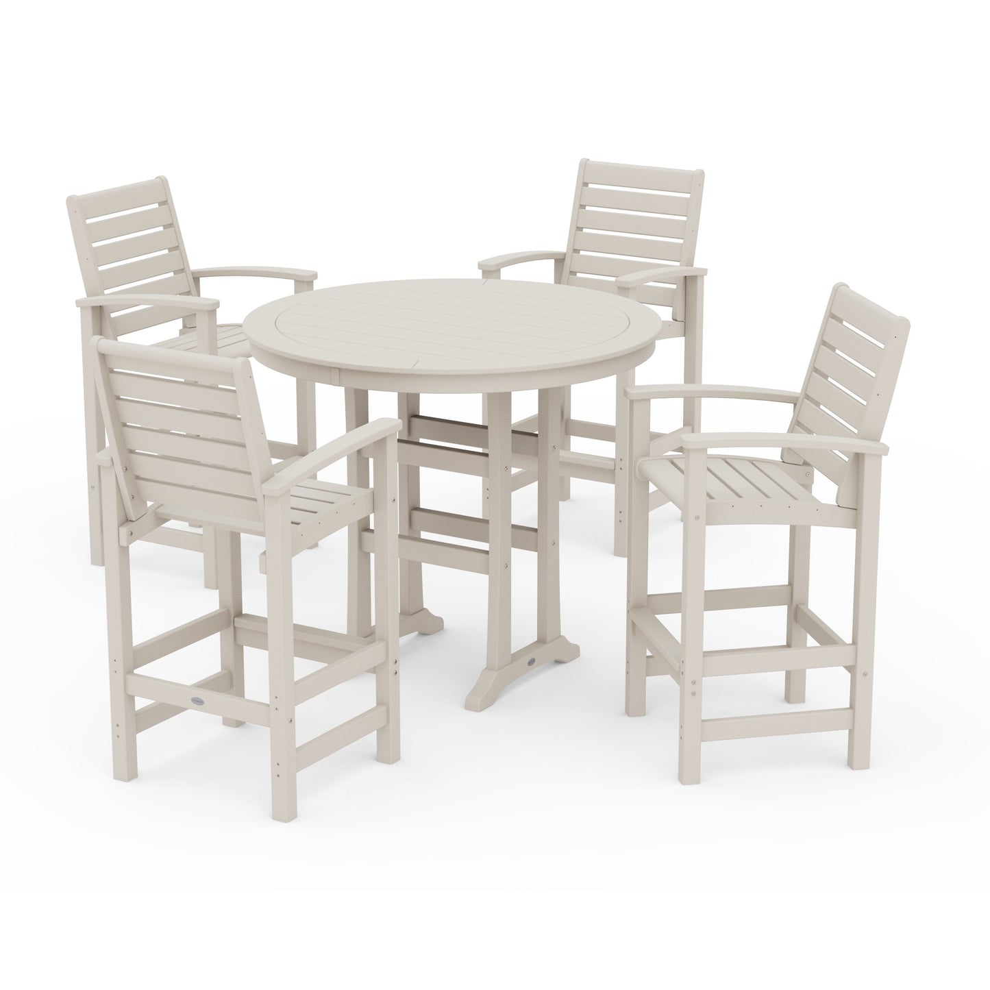 POLYWOOD 5 Piece Signature Bar Dining Set — Sand