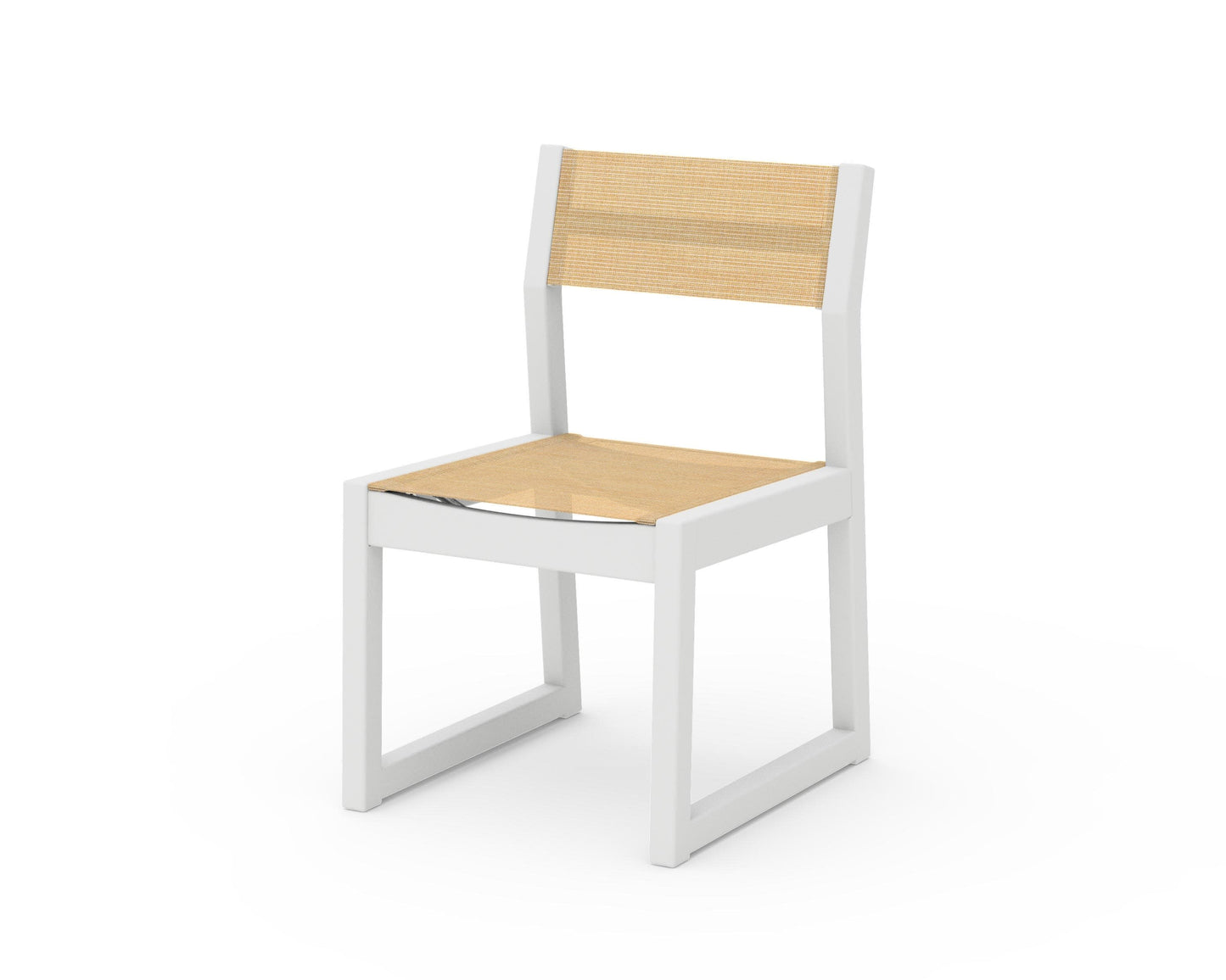 POLYWOOD EDGE Sling Dining Side Chair — White / Dupioni Apricot Sling