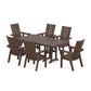 POLYWOOD Modern Curveback Adirondack 7-Piece Farmhouse Dining Set — Mahogany