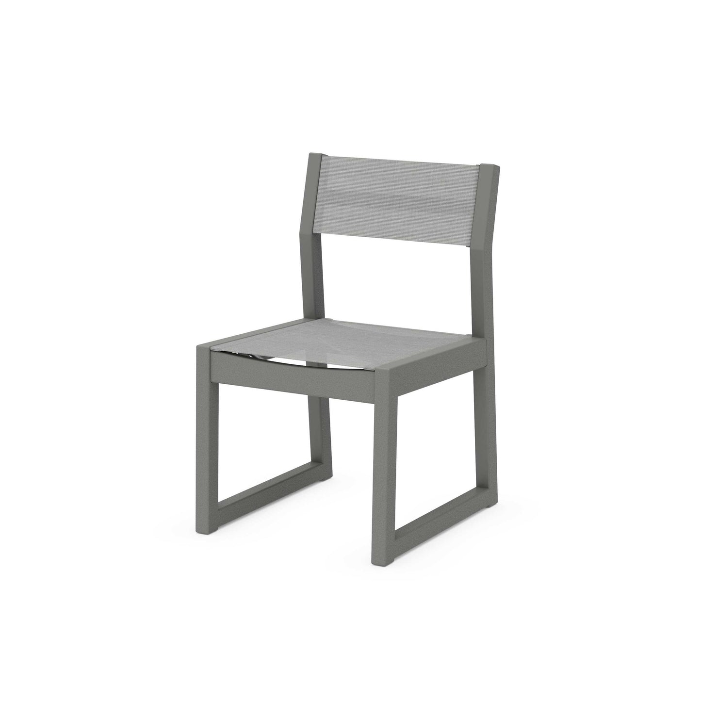 POLYWOOD EDGE Sling Dining Side Chair — Slate Grey / Metallic Sling