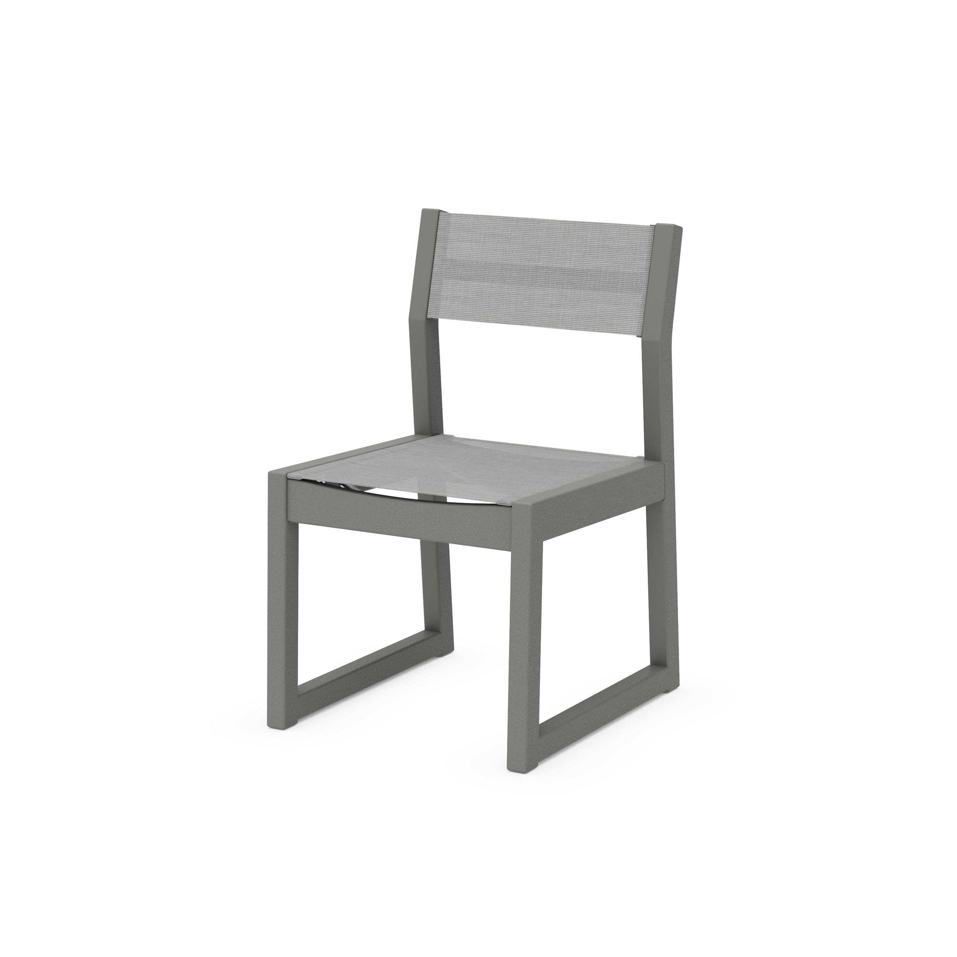 POLYWOOD EDGE Sling Dining Side Chair — Slate Grey / Metallic Sling