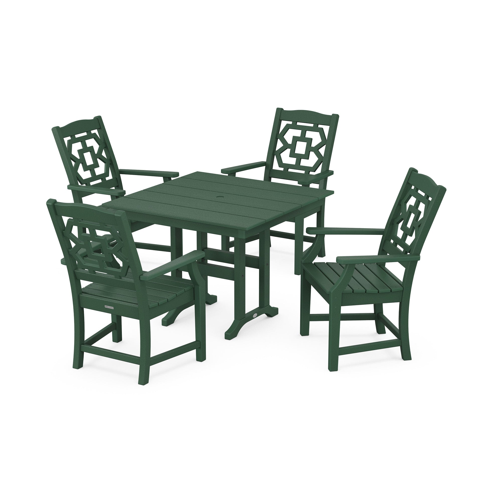 POLYWOOD Chinoiserie 5-Piece Farmhouse Dining Set — Green
