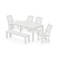 POLYWOOD Chinoiserie 6-Piece Parsons Dining Set with Bench — Vintage White