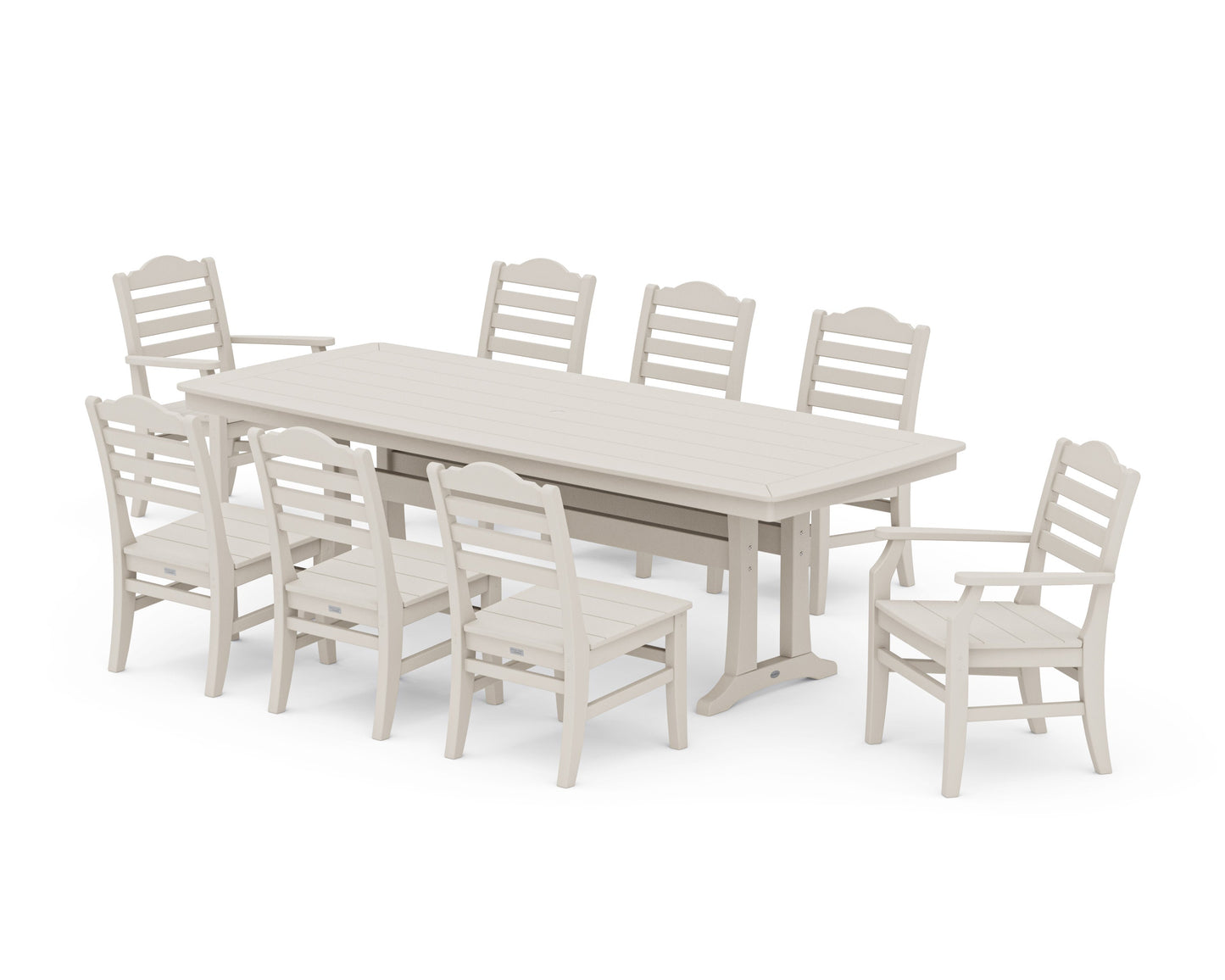 POLYWOOD Savannah 9-Piece Dining Set with Trestle Legs — Sand