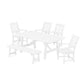POLYWOOD Chinoiserie 6-Piece Rustic Farmhouse Dining Set with Bench — White