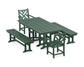 POLYWOOD Chippendale 5-Piece Farmhouse Dining Set with Benches — Green