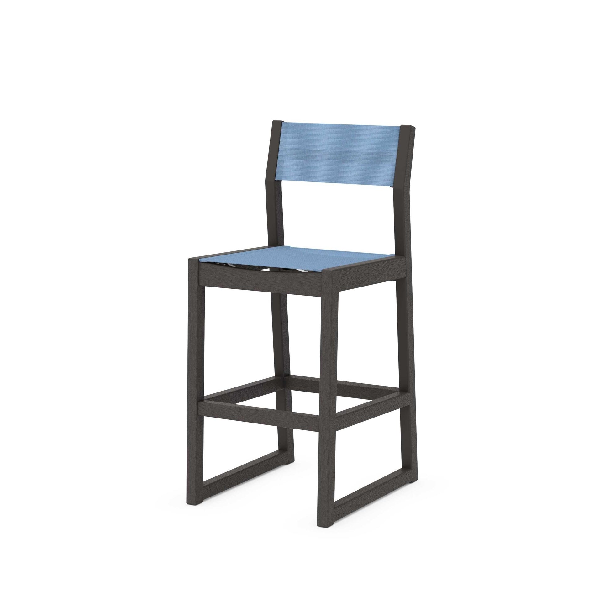 POLYWOOD EDGE Sling Bar Side Chair — Vintage Coffee / Poolside Sling