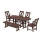 POLYWOOD Braxton 6-Piece Dining Set with Bench — Mahogany