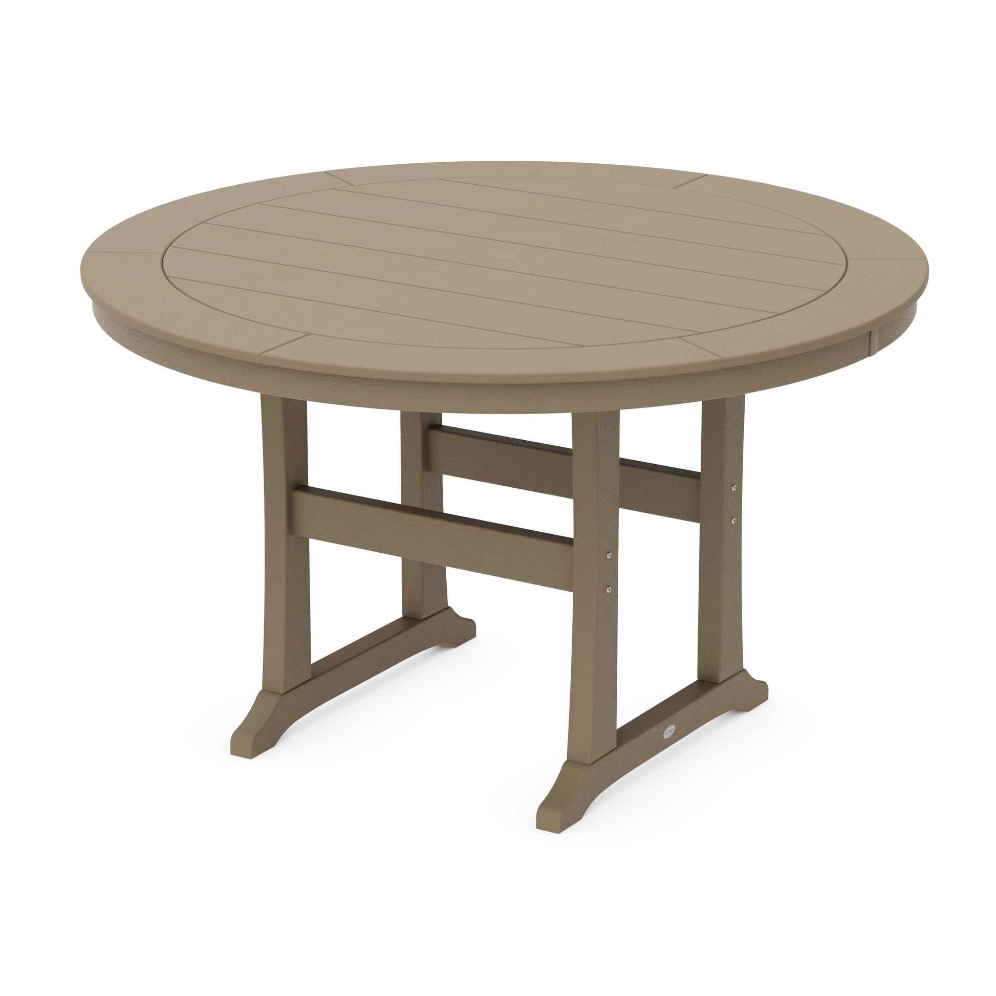 POLYWOOD Nautical Trestle 60" Round Counter Table — Vintage Sahara